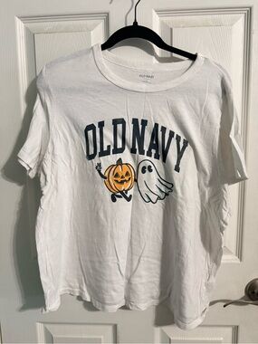 Old Navy White Tee with Pumpkin & Ghost Graphic